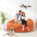 Bean Bag Chair for Adults 4FT,Soft Removable Cover for Teens/Girls Bedroom,Fluffy Giant Round Floor Beanbag Lounger Chairs (No Filler,Orange) by CozyNest Decor