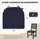 downluxe Indoor Chair Cushions for Dining Chairs, Soft and Comfortable Textured Foam Kitchen Chair Pads with Ties and Non-Slip Backing, 16" x 16" x 2", Navy, 2 Pack by CozyNest Decor