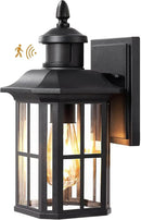 EDISHINE Motion Sensor Outdoor Wall Light, Dusk to Dawn Front Porch Light Fixture, Outdoor Wall Sconce with Clear Glass, Black Exterior Wall Lantern for Door, Garage, Patio, House by GreenHaven Gardens