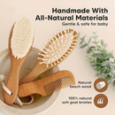 Baby Hair Brush and Comb Set for Newborn - Wooden Baby Hair Brush Set with Soft Goat Bristle, Baby Brush Set for Newborns, Baby Brush and Comb Set Girl, Boy, Toddler Cradle Cap Brush(Oval, Golden Oak) by TinyTreasures Baby Boutique