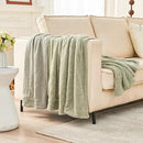 EMME Muslin and Fleece Twin Blanket Reversible - 60"*80" Sage Green Soft Warm Throw Blankets for Couch Bed Picnic Travel Bed by CozyNest Decor
