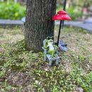 Little Frog Garden Statue with mini Patio Mushroom Solar Lights Outdoor Figurines Halloween Home Decor Fairy Garden Accessories Small Lawn Ornaments 4.5"x4.5"x2.6" by GreenHaven Gardens