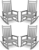 SERWALL Oversized Outdoor Rocking Chair Set of 4, HDPE Rocker for Adults, Patio Rocking Chairs for Porch, Sliver Gray by GreenHaven Gardens
