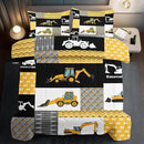 Construction Comforter Set Full Boys,Yellow Full Construction Bedding Set,Engineering Vehicles Comforter Yellow Bedroom Decor Kids,Truck Quilt Cartoon Truck Bedding for Teen by CozyNest Decor