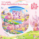 Floor Puzzles for Kids Ages 4-6, 70 Pieces Large Round Unicorn Princess Floor Puzzle Unicorn Jigsaw Puzzle Toy for 3 4 5 6 Toddler Girls - Educational Christmas, Birthday Gift by TinyTreasures Baby Boutique
