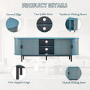 62" Tambour Door TV Stand,Wood Mid Century Modern TV Cabinet for Up to 75“ TV,Curved Edge Long TV Stand with Storage for Bedroom Living Room(62.2inch,Blue) by CozyNest Decor