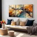Abstract Wall Canvas Art for Living Room - Modern Art Work for Office Walls - 3 Piece Pictures Wall Art Size 16" x 24" by CozyNest Decor
