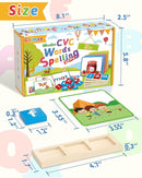 Gojmzo Wooden CVC Word Spelling Games, Preschool Kindergarten Learning Activities, Montessori Educational Toys Gifts for 3 4 5 6 Year Old Kids, Sight Words Flash Cards Reading Letters for Toddlers by TinyTreasures Baby Boutique