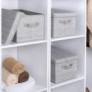 WUIKE Storage Bins with Lids, Collapsible Stackable Storage Bins with Handles, Clothing Storage Containers for Closet, Fabric Shelf Baskets, Large, Light Gray/Slub Gray, 3-Pack by CozyNest Decor
