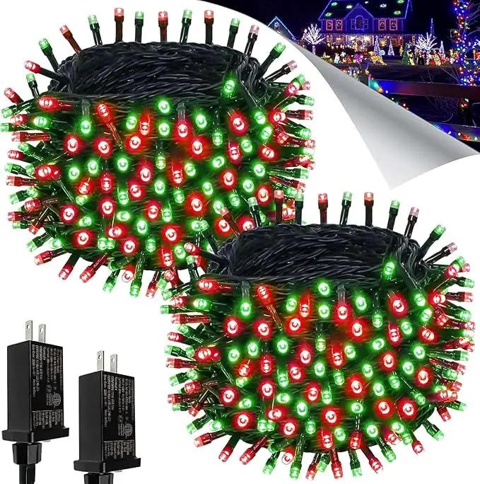 Connectable Red and Green Christmas String Lights, 2Pack 164FT 400LED Christmas Lights for Outdoor Indoor, Plug In Christmas Tree Lights with 8 Modes, String Lights for Christmas Decorations Holiday, photo 6 of 6