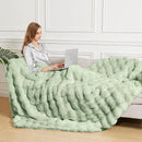 Sage Green Fluffy Comfy Blanket for Couch Living Room 50x60 Faux Fur Throw Blanket for Bed Soft Furry Cozy Best Housewarming Home Decor Gifts 860 GSM by CozyNest Decor