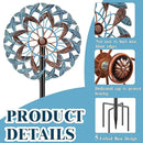 360° Wind Spinners Outdoor, Wind Sculptures Windmill with Metal Stake, Kinetic Large Metal Yard Art Decor Spinners Pinwheels for Garden Outside Patio Lawn, 63.2 * 13.2" by GreenHaven Gardens