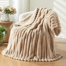 NEWCOSPLAY Super Soft Twin Blanket Brown Premium Silky Flannel Fleece 3D Ribbed Jacquard Lightweight Bed Blanket All Season Use (Brown Ribbed, Twin(60"x80")) by CozyNest Decor