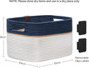 UBBCARE 2 Pack Baskets for Organizing, Woven Storage Baskets with Label for Toys and Towel, Rectangle Cotton Rope Basket with Handles, 15''L x10''W x9''H, Navy Blue&White by TinyTreasures Baby Boutique