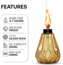 Deco Window Pack of 3 Table Torch for Indoor Outdoor Citronella Oil Tabletop Glass Lamp Landscape Yellow Lantern with Fiberglass Wick & Cap for Garden Patio Yard Party Decor Light by GreenHaven Gardens