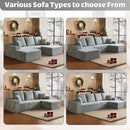 HYJT-H&K Modular Sectional Sofa Cloud Secttional Couch, 107" Comfy L Shaped Couches for Living Room, Deep Seat Memory Foam Fluffy Plush Corduroy Boneless Couch Sectionals Right Facing Sofa Chaise Grey by CozyNest Decor