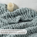 Chunky Knit Blanket Throw, 100% Hand Knit Throw Blanket Handmade Chenille Cable Knit Throw for Couch, Stylish Cozy Soft Rope Knot Crochet Blanket for Home Decor, Chambray Blue, 50x60 Inches by CozyNest Decor