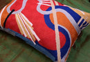 Lumbar Kandinsky Red Modern Throw Pillow Cover in Flow | Red Abstract Pillowcase | Modern Couch Pillow Contemporary | Outdoor Pillow | Mid Century Chair Cushions | Hand Embroidered Wool Size 14x20 by CozyNest Decor