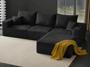 Boneless Sectional Cloud Couch Sofa for Living Room, 112" L-Shaped Modular Modern Lounge Sleeper Black Couches with Chaise, No Assemble, Cordury Compression Upholstered Sofas by CozyNest Decor