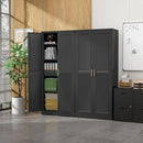 Kitchen Pantry Cabinet,71”Black Metal Pantry Storage Cabinet with Doors and 4 Adjustable Shelves,Kitchen Cabinet with 2 Gold Handles,Tall Cabinet for Livingroom,Pantry, Bathroom by CozyNest Decor