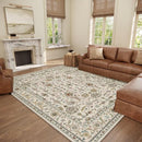 Washable 8x10 Area Rugs for Living Room, Boho Non-Slip Silicone Backing Rugs for Bedroom Dining Room Nursery Office, 0.3" Neutral Oriental Throw Carpet with 0.16" Cushioning Pad, Light Beige/Multi by TinyTreasures Baby Boutique