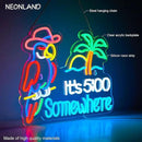 Parrot Its 5 00 O'clock Some Where Neon Sign for Wall Decor USB Powered Five Oclock Dimmable Bar Beer LED Light Man Cave by CozyNest Decor