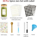 Spice Jars with Labels, 30Pcs 6oz Glass Spice Jars with Bamboo Lids, Minimalist Stackable Airtight Spice Containers with 426 labels for Kitchen Seasoning, Tea, Herbs, Coffee, Sugar,Shells by CozyNest Decor