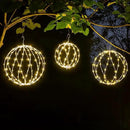 LIGHTSHARE 248LED 12IN+16IN+20IN Light Ball Yard Decoration Pathway Lights White Sphere Light Fold Flat Metal Frame Indoor Outdoor Waterproof Garden Lights, Plug in(Set of 3) by GreenHaven Gardens