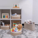 Shelf Storage Baskets for Organizing|Decorative Basket for Closet Storage|Toy Baskets&Bins|Small Woven Rope Baskets-13x8.66x5.11’’,Durable&Stylish,Oval 3 Packs Off White&Mixed Camel by TinyTreasures Baby Boutique