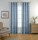 MIUCO Floral Embroidered Semi Sheer Curtains Faux Linen Grommet Window Curtain for Living Room 52 x 84 Inch 2 Panels, Dusty Blue by CozyNest Decor