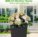 FENCY Set of 2 Tall Planters for Outdoor Plants, 24 Inch Large Tapered Pots with Drainage Trays, Weather-Resistant Plastic Plant Containers for Patio, Porch, Garden, Front Door Decor,Black by CozyNest Decor