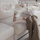 Couch Cushion Covers for Sectional Sofa, Stretch Soft Sofa Slipcovers Washable Wear-Resistant Universal Furniture Protector for Living Room(3 Seaters Covers, Ivory) by CozyNest Decor