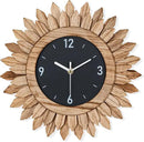 Honiway Wall Clock Battery Operated 12 in Rustic Wood Boho Sunburst Decorative Wall Clock Silent Non Ticking Farmhouse Small Wall Clocks for Living Room Kitchen Bathroom Bedroom Decor (Rustic Brown) by CozyNest Decor