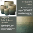 Emissary Home and Garden Bullet 12in., 14in., 15.5in., 21in. H Bayside Green Ceramic Round Planters with Drainage Hole (Set of 4) by CozyNest Decor