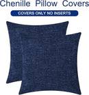 CaliTime Throw Pillow Covers Decorative 18 X 18 Inches Pack of 2 Cozy Chenille Cushion Cases for Couch Sofa Bed Living Room Home Navy Blue by CozyNest Decor