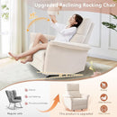 Manual Rocker Recliner Chair with Glider Motion for Nursery, 160° Recline & Wide Armrests - Overstuffed Snowflake Fleece Nursery Chair for Small Spaces, Living Room, Bedroom by TinyTreasures Baby Boutique
