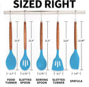 Zulay Kitchen Non-Stick Cooking Utensils Set with Authentic Acacia Wood Handles – 5-Piece Durable & Stylish Silicone Kitchen Utensils Set – Heat Resistant to 464°F – Blue by CozyNest Decor