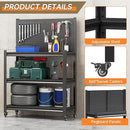 Workbench with Pegboard, Adjustable Heavy Duty Work Table with Wheels, Heavy Duty Workstation, Metal Tool Work Bench for Garage Warehouse Workshop, 48" H x 18" D x 34" W, Black by GreenHaven Gardens