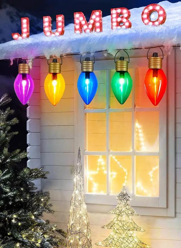 Moonflor 4 Pack Jumbo C9 Christmas Pathway Lights Outdoor - Total 34FT 20 LED C9 Christmas Walkway Lights, Multicolor Christmas Decoration Outside, Giant Christmas Lights Outdoor for Lawn Holiday Yard, photo 2 of 7