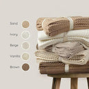 MakeMake Organics Organic Throw Blanket GOTS Certified Organic Cotton Blanket Chunky Knit Super Soft Cozy Fall Winter Large Adults Throw Blanket (50x60, Vanilla) by CozyNest Decor