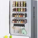5-Pack Moveable Magnetic Spice Rack Organizer With 6 Hooks for Refrigerator, Metal Fridge Shelf, Black by CozyNest Decor