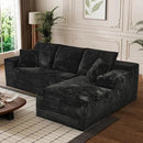 Modular Sectional Sofa Cloud Sectional Couch, 107" Comfy Fluffy L Shaped Black Couches for Living Room, Deep Seat Memory Foam Plush Corduroy Boneless Couch Sectionals with Right Facing Chaise Sofa by CozyNest Decor