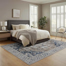9x12 Area Rug Living Room Rugs, Stain Resistant Washable Rug, Vintage Large Non-Slip Backing, Low Pile Lightweight Print Rug for Bedroom Dinning Room Home Office (Taupe/Blue) by TinyTreasures Baby Boutique