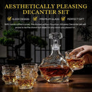 Wine and Whiskey Mountain Decanter, 4 Glasses and Wood Tray 750 ML by The Wine Savant