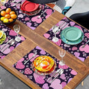 Pink Love Hearts Valentine's Day Placemats Set of 4 Seasonal Valentines Anniversary Wedding Linen Table Mats Pink Black Washable Place Mats for Party Kitchen Dining Outdoor Indoor Decor 12x18 Inch by CozyNest Decor