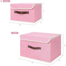 ANMINY Storage Bin with Lid Storage Boxes with PU Leather Handles PP Plastic Board Decorative Foldable Lidded Cotton Linen Fabric Home Cubes Baskets Closet Organizer Container - Pink, Small Size by TinyTreasures Baby Boutique