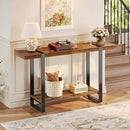 Huuger 47.2 Inch Entryway Table, 2-Tier Industrial Console Sofa Table, Accent Table with Storage, for Entry, Hallway, Entrance, Foyer, T-Shaped Metal Frame, Rustic Brown by CozyNest Decor