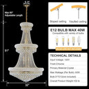 31 - Light Large Empire Crystal Chandelier for High Ceiling Foyer Entryway Staircase Living Room Dining Room Gold Finish by CozyNest Decor