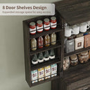 72'' Kitchen Storage Pantry Cabinet, Tall Storage Cabinet with 8 Door Shelves, 2 Cabinets and 1 Drawer, Freestanding Cupboard for Kitchen, Dining Room, Bathroom, Laundry, Living Room, Dark Rustic Oak