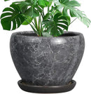 Ceramic Planters for Indoor Plants - 10 Inch Plant Pot with Drainage Hole and Saucer, Large Flower Pot for Home Decor, Gray by GreenHaven Gardens